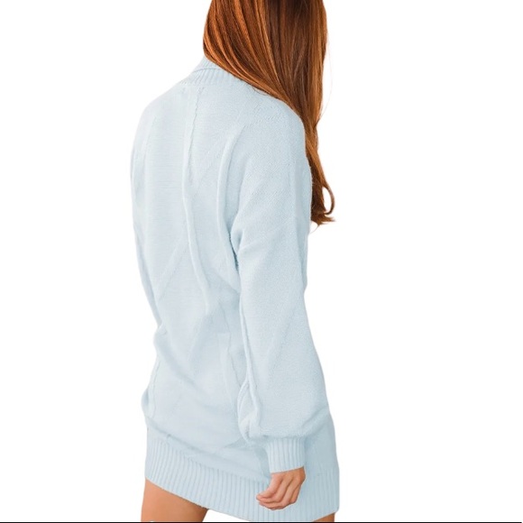 NWT LULU’S Love The Way Light Blue Turtleneck Sweater Dress Cozy Knit XS - Picture 3 of 10